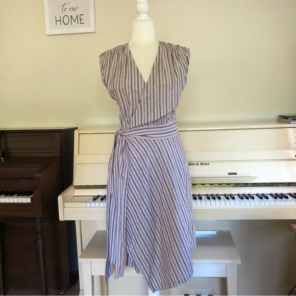 NEW ETICA antonia wrap dress in sassafras stripe size medium - Picture 3 of 15